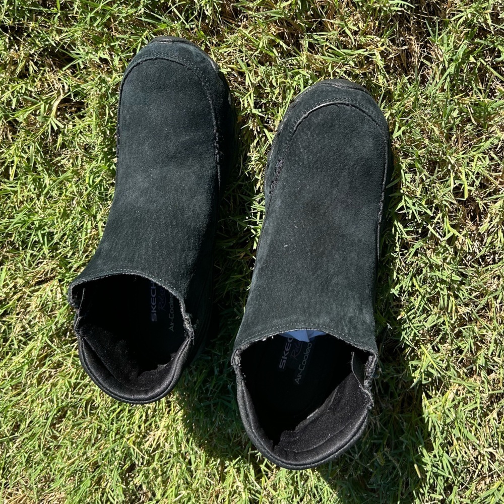 Skechers relaxed fit bikers zappiest black suede ankle boots Sz-8.‎ M - Picture 8 of 12